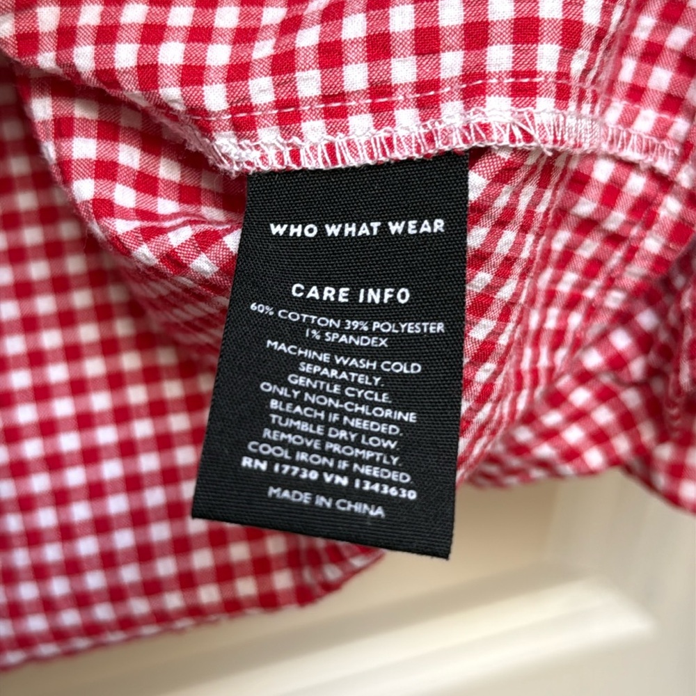Who What Wear 3/4 Sleeve Gingham Blouse Size M - Picture 9 of 9